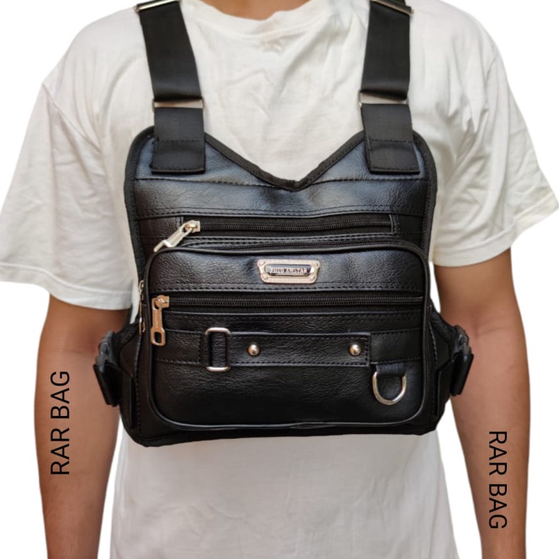 Instan Chest Rig Bag Tas Dada Kulit PU Leather Polo Amstar Chest Bag Tas Rompi Tactical Tas Selempan