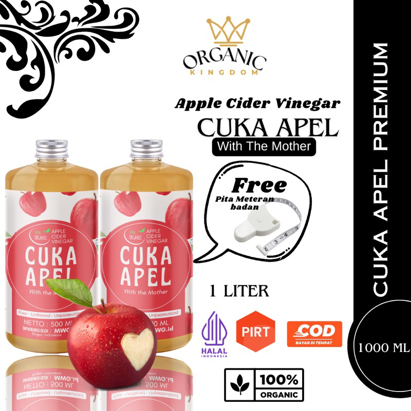 

1 liter Cuka Apel Organic Apple Cider Vinegar Keto Diet Detox Pelangsing Penurun Berat Badan