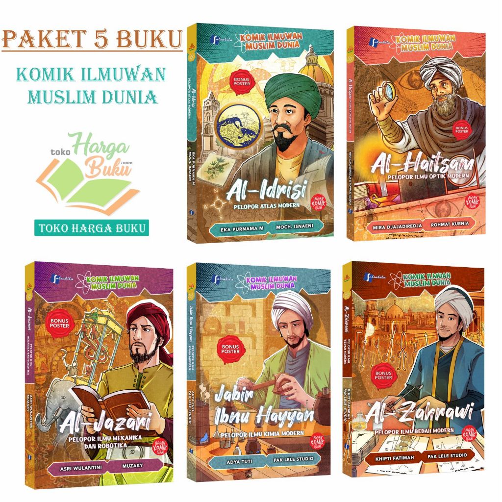 Foto Paket 5 JILID Komik Ilmuwan Muslim Dunia Haitsam Idrisi Jazari Jabir ibnu Hayyan Zahrawi Buku Anak Islam - Salsabila