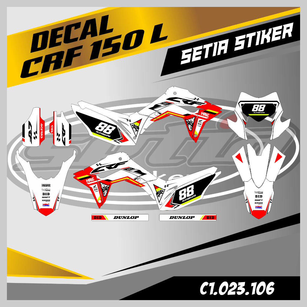 DECAL STIKER CRF 150 L FULL BODY, WARNA MERAH PUTIH, SUPERMOTO, TRAIL, DESAIN BEBAS CUSTOM BARU (C1.