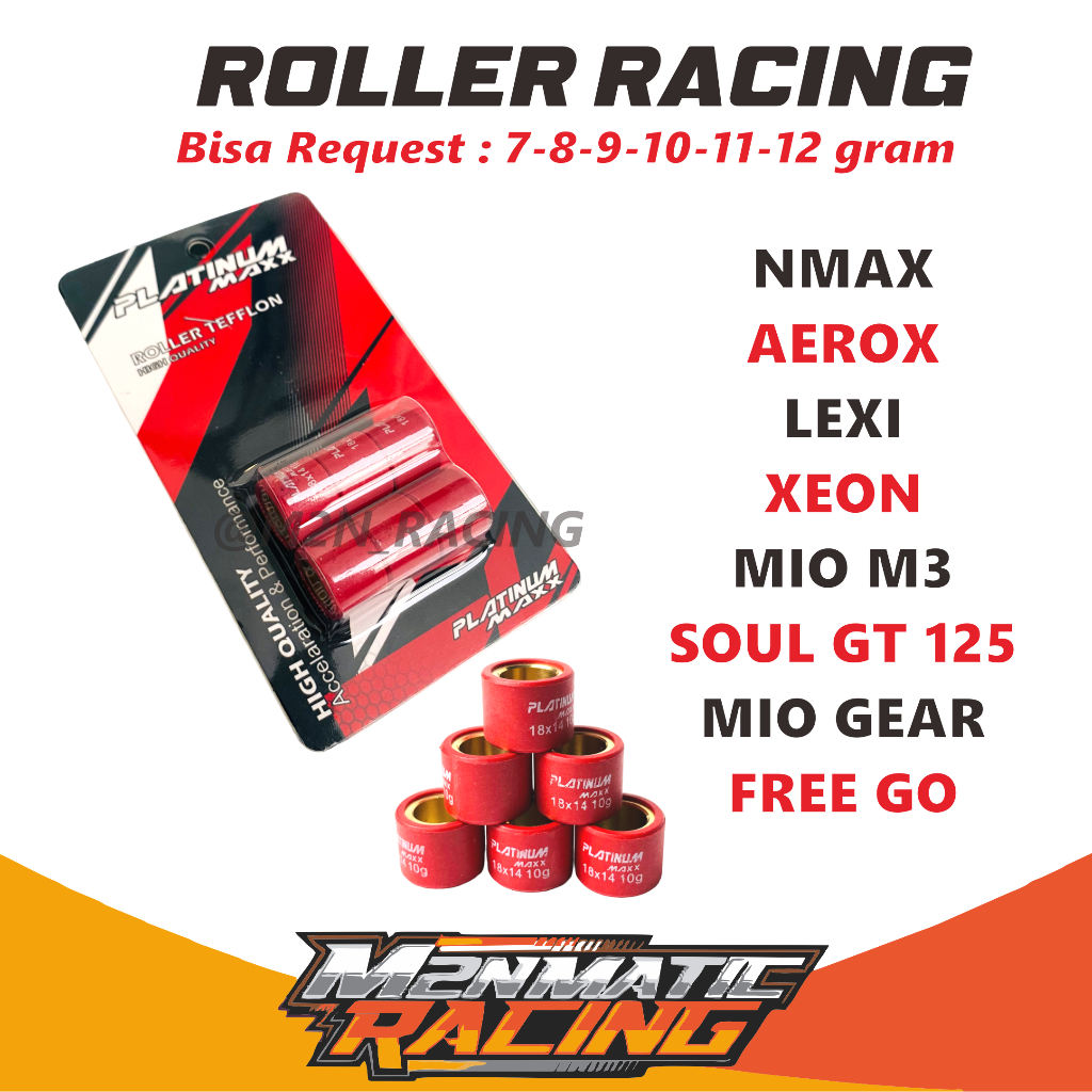 NMAX 155-Roller racing nmax 11 gram bahan teflon roller 12 gram nmax 155 Aerox roler lexi cvt kirian