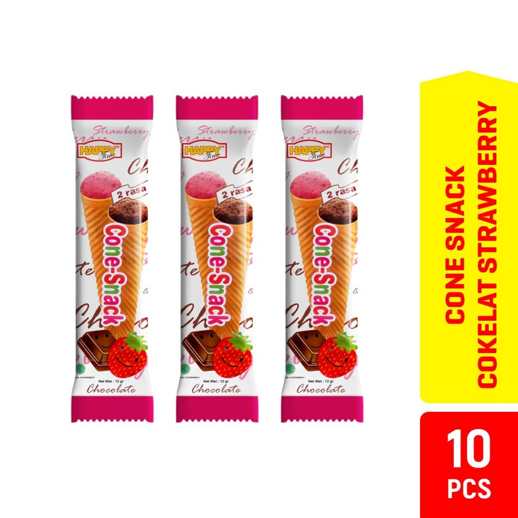 

Happy Time Cone Snack Coklat Strawberry (Isi 10 Pcs)