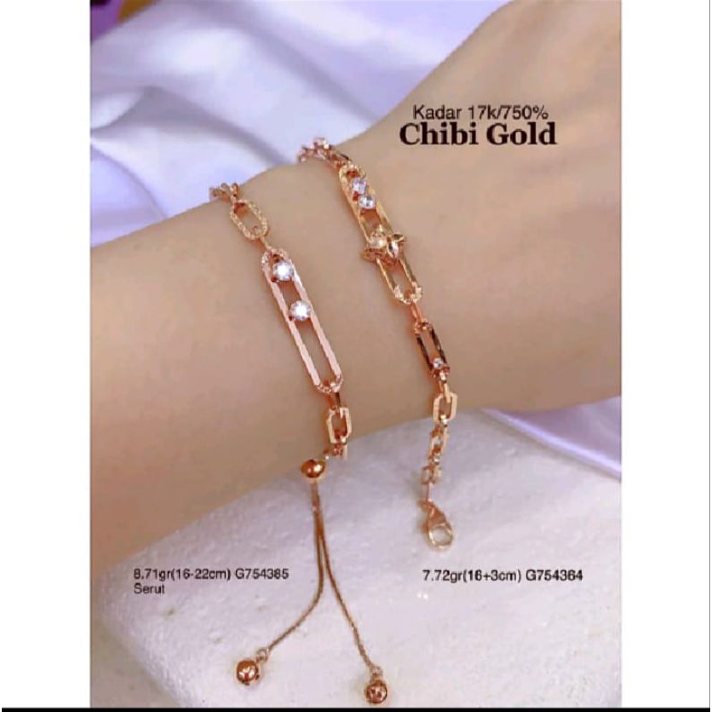 CHIBI GOLD - Gelang tangan serut  emas 750 kadar - Chibigold