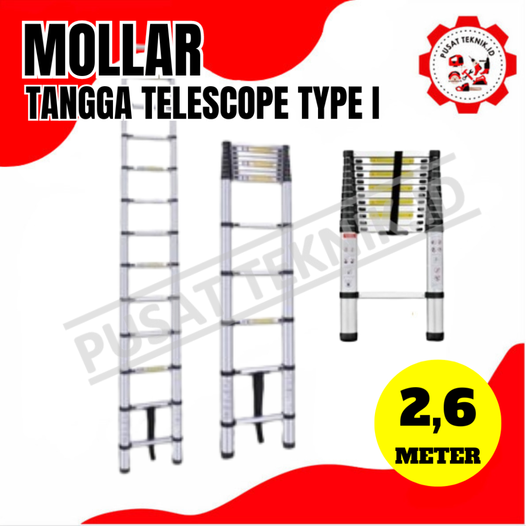 Tangga Telescopic 2.6 meter Teleskopik single Mollar