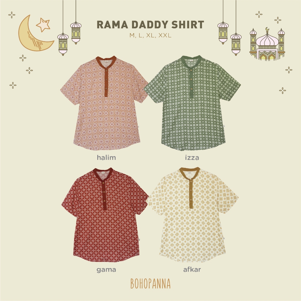 BOHOPANNA - RAYA COLLECTION - RAMA DADDY SHIRT - Baju Muslim Pria - Baju Muslim Laki-Laki - Baju Koko - Atasan Laki-Laki - Baju Lebaran Laki-Laki - ATTA AUREL