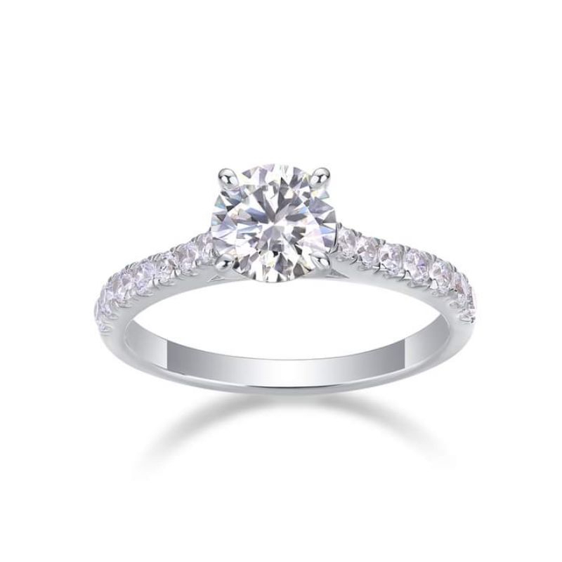 Cincin Moissanite Emas Putih Wanita Solitaire Cewek Couple Emas Asli 375 original