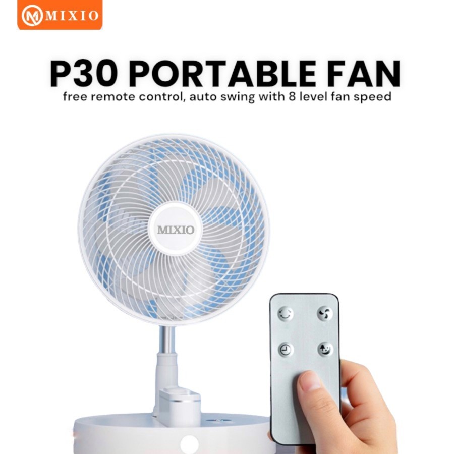 MIXIO P30 Kipas Angin Lipat / Portable Folding Fan with Remote Control