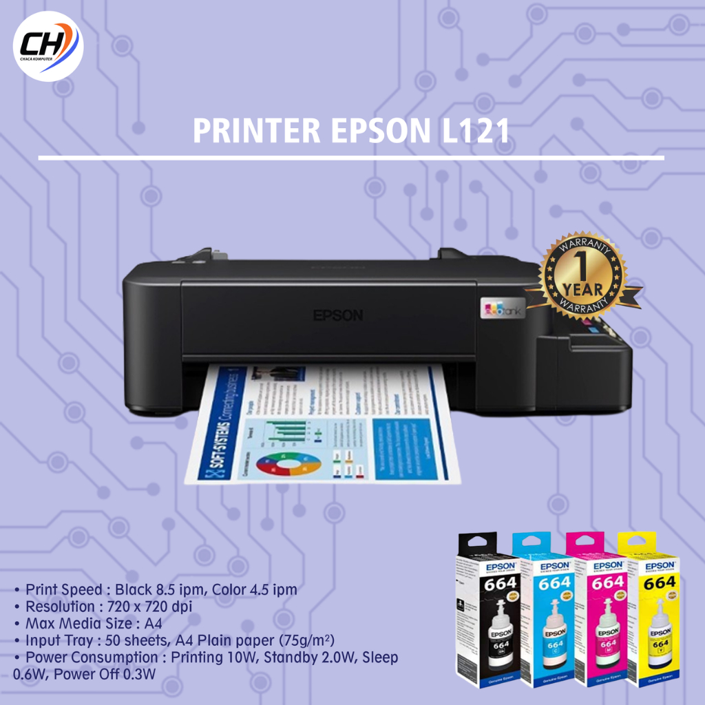 Printer Epson L121 - Tinta Epson 664 Original Bergaransi Resmi