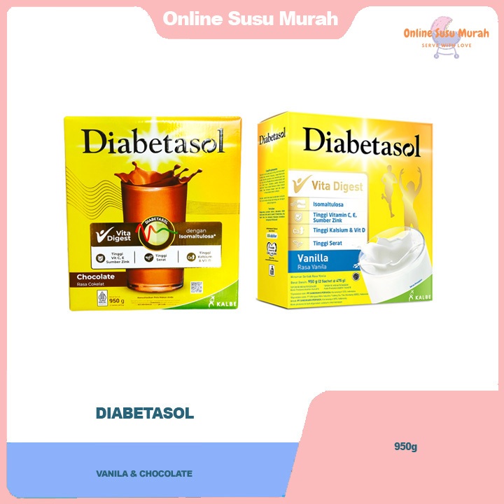 

DIABETASOL 950 GR COKLAT VANILA 950GR KEMASAN BARU SEBELUMNYA 1000GR 1000GR SSKD