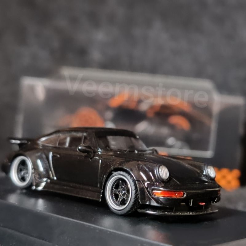 Die Cast 1:64 Porsche RWB 964 Big Ducktail [Flame] Glossy Black