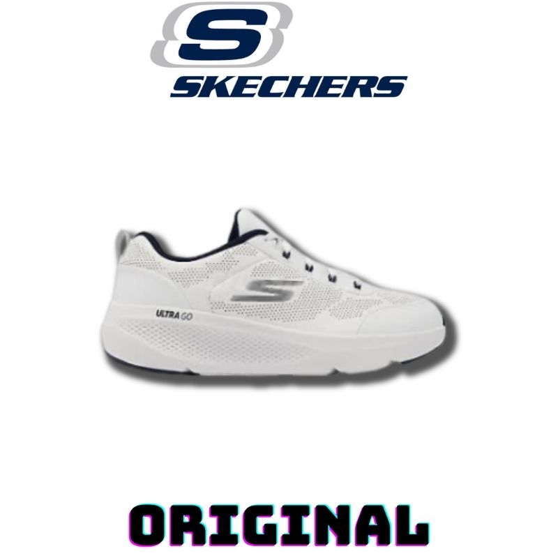 Sepatu Skechers Go Run Elevate White Navy Men's ( 220328/WNV ) Original