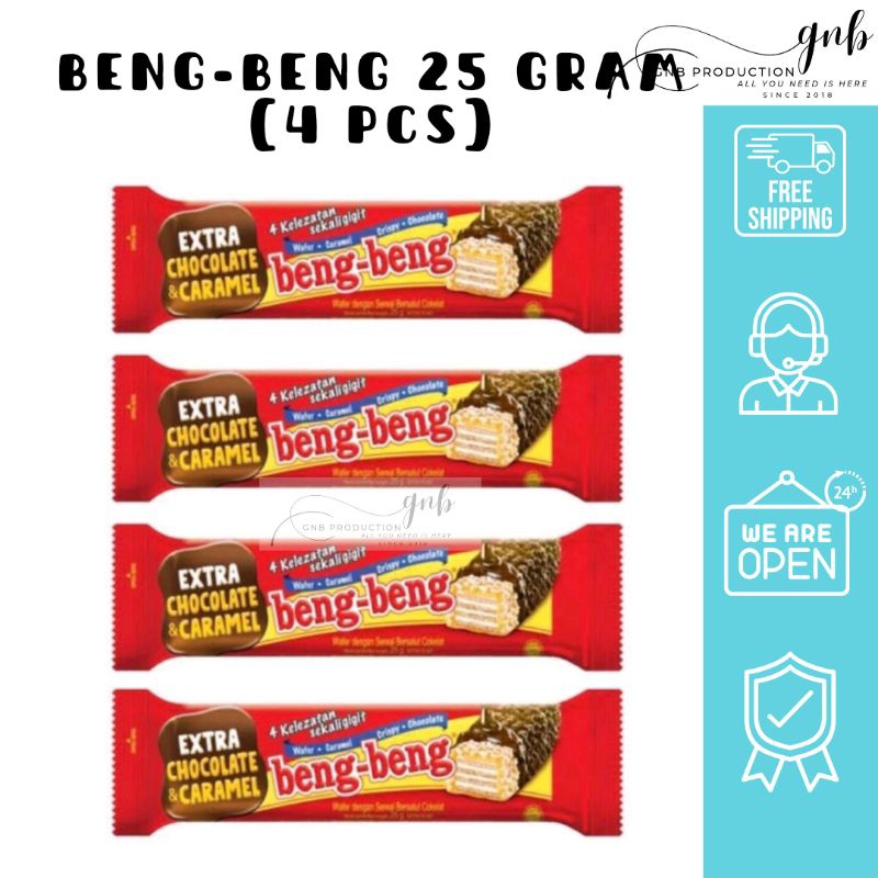 

4 PCS BENG BENG EXTRA CHOCOLATE & CARAMEL 25 GRAM