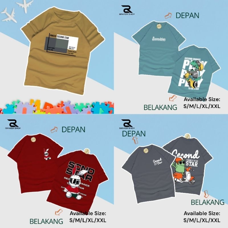 Kaos Anak Cowok Secondstar premium usia 1-12 Tahun/Kaos Distro anak cowok