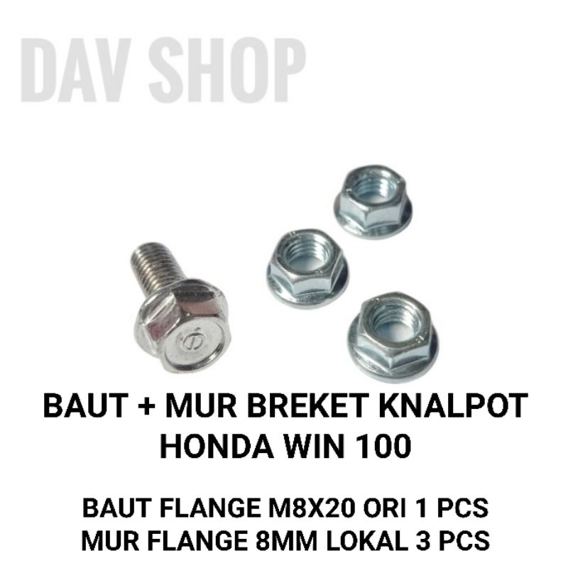 PAKET BAUT+MUR BREKET DUDUKAN KNALPOT HONDA WIN 100 ORI & LOKAL
