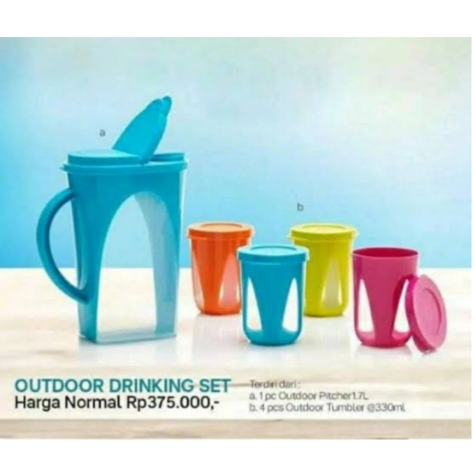 Outdoor Drinking Set / Paket Teko dan Gelas Tupperware Original Termurah