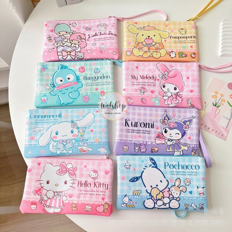 

Walshop - Tempat Pensil Sanrio Tas Alat Tulis Cinnamoroll Kuromi Melody Pochacco Pompurin - TP007