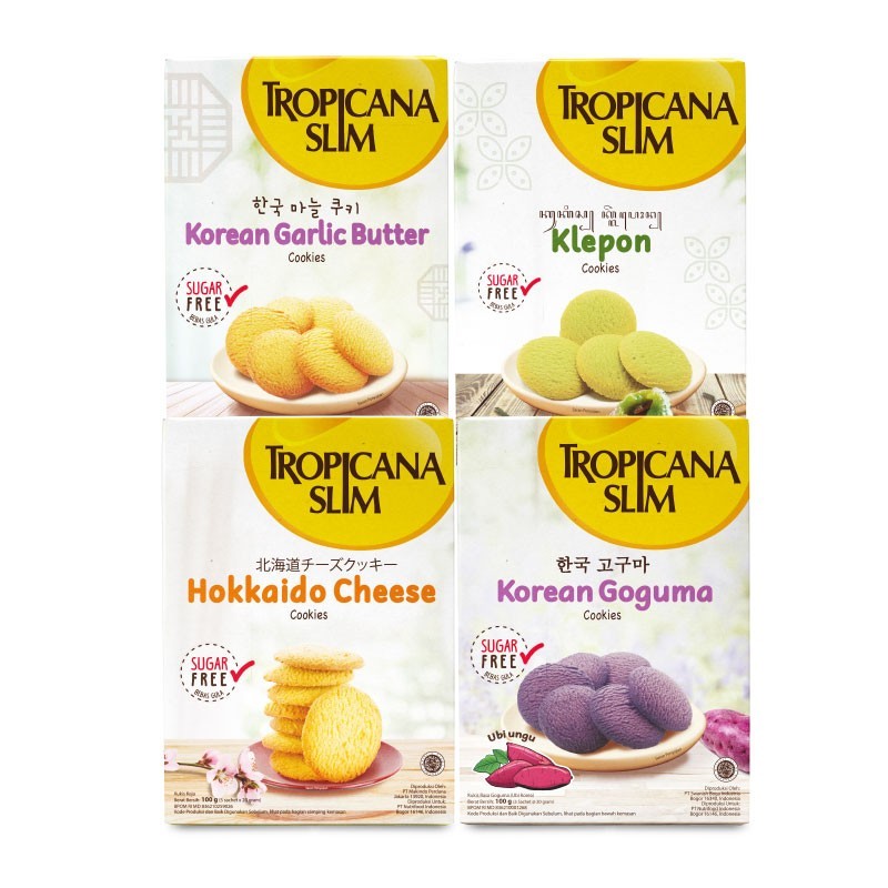 

Tropicana Slim Cookies Klepon - Hokkaido Cheese - Korean Goguma - Korean Garlic - Nutty