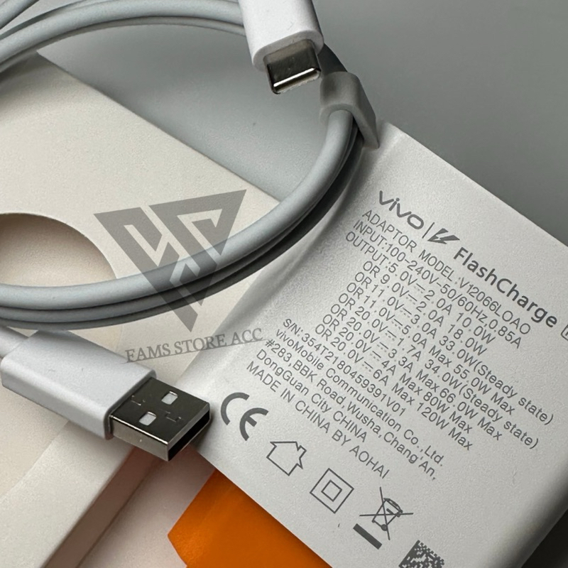 CHARGER CASAN VIVO IQOO 11 Z7 Z7X FLASH CHARGER 120 WATT TYPE-C ORIGINAL 100%