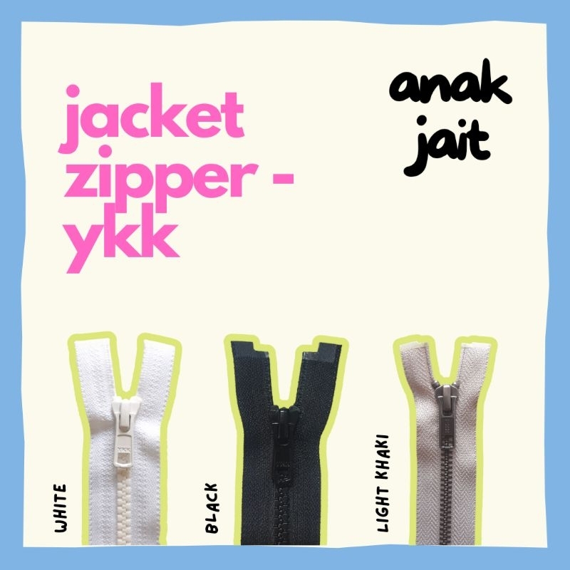Resleting Jaket YKK - Resleting Jaket Plastik Besi / Resleting Panjang 60 cm - Zipper Jaket Besi / Z