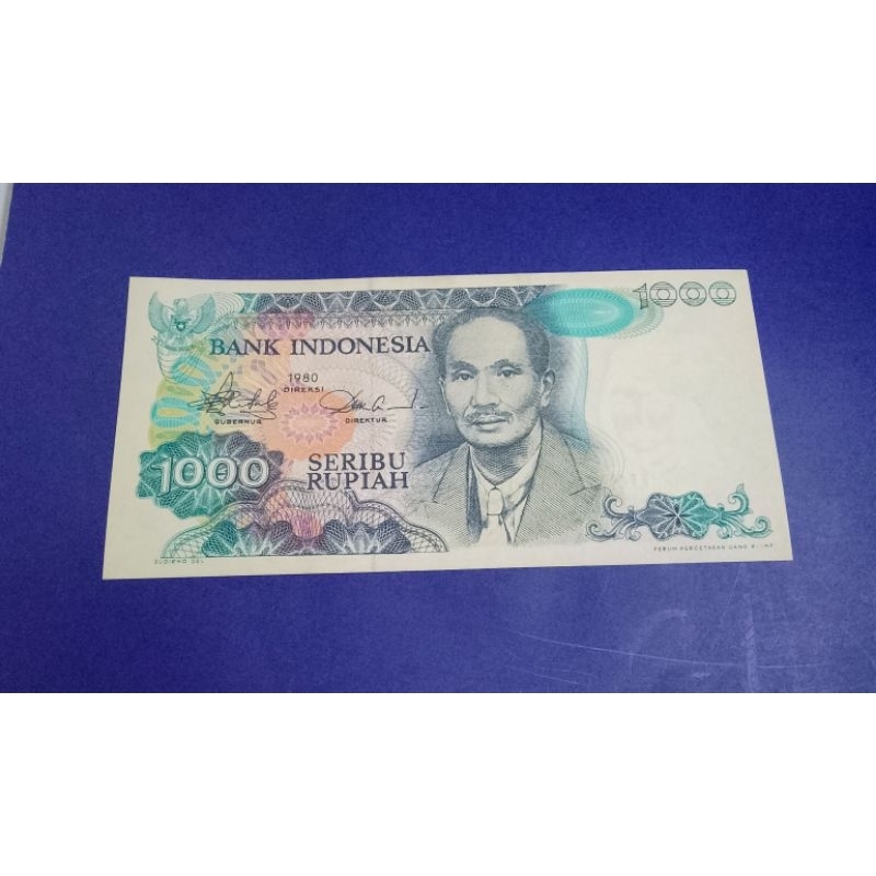 UANG KERTAS KUNO 1000 RUPIAH SOETOMO 1980 UNC GRESS