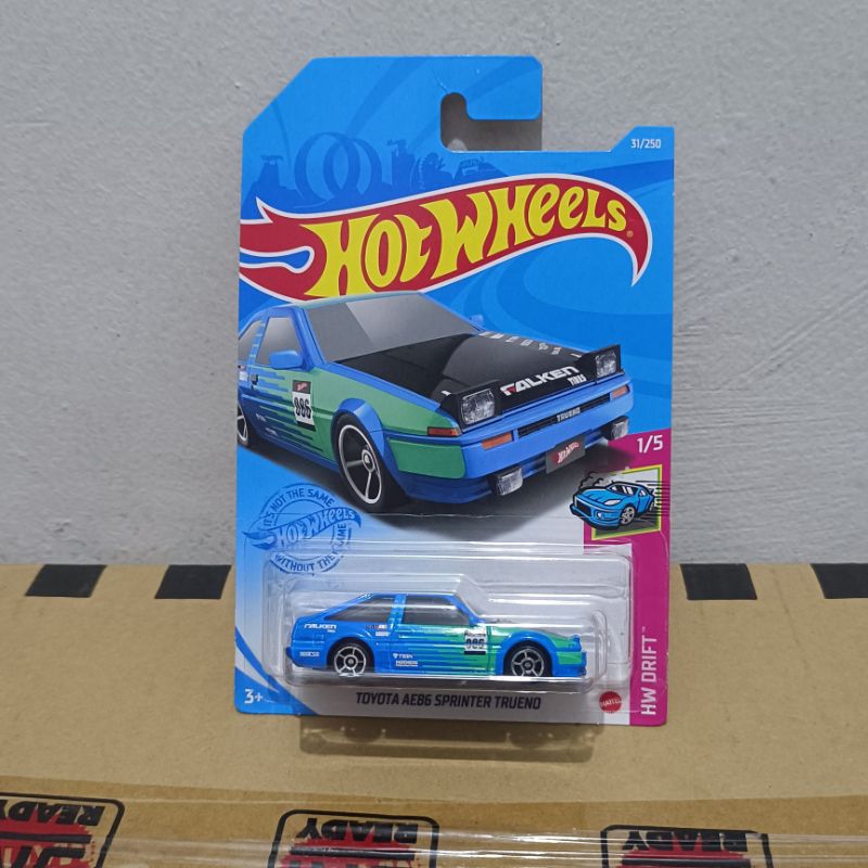 HOTWHEELS TOYOTA AE86 SPRINTER TRUENO LIVERY FALKEN BIRU HITAM MERAH HW DRIFT