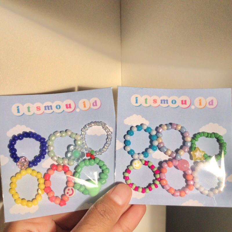 Cincin Manik Manik Korea 1 Set / Cincin Manik 1 Set isi 6pcs (RANDOM)