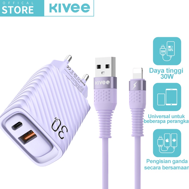 DTZ HOT KIVEE kepala charger iphone Fast Charging 3W Macaron Charger Type C Micro USB  Grosir