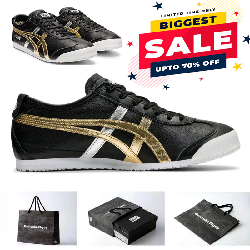 Sepatu Onitsuka Original mexico 66 deluxe black gold silver
