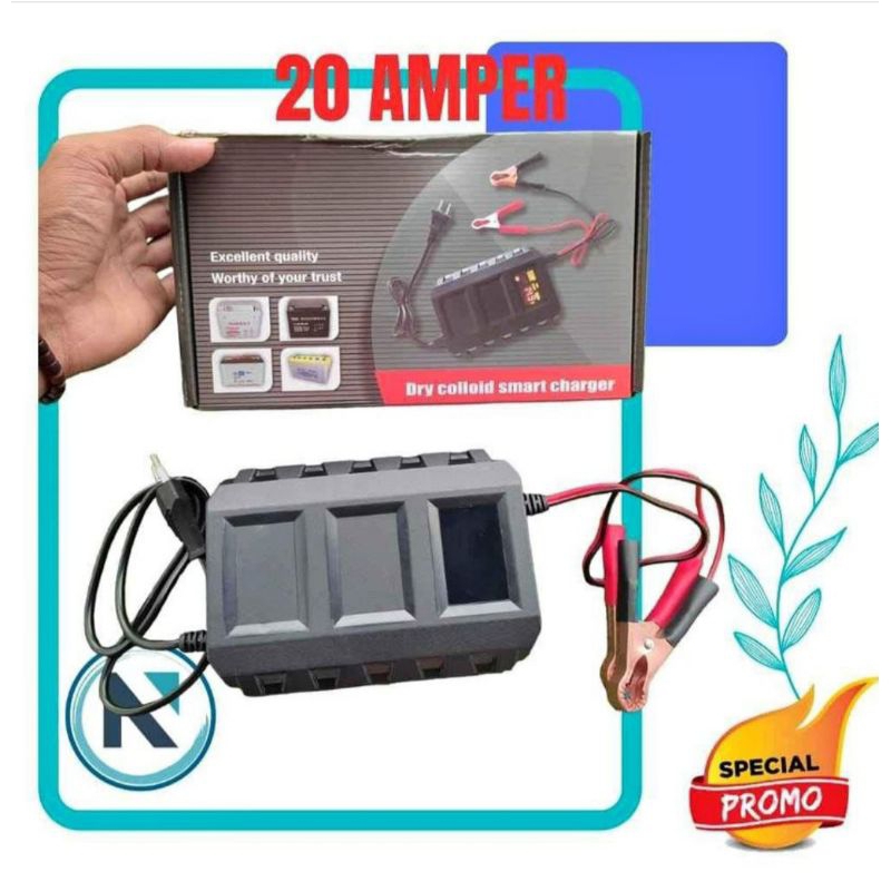 Charger Aki Mobil 20A Cas Aki 20 Ampere ORIGINAL Mobil DAN Motor