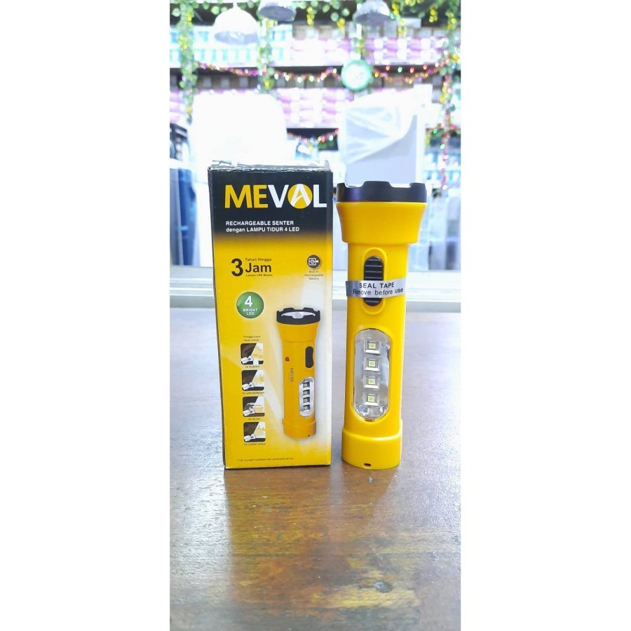 Senter Meval 4 Led rechargeable / senter cas / senter tangan senter meval 1watt
