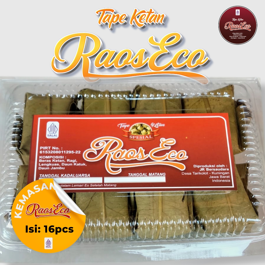 

Tape Ketan Raos Eco Kemasan Mika Isi 16pcs - Tape Ketan Kuningan, Peuyeum Ketan