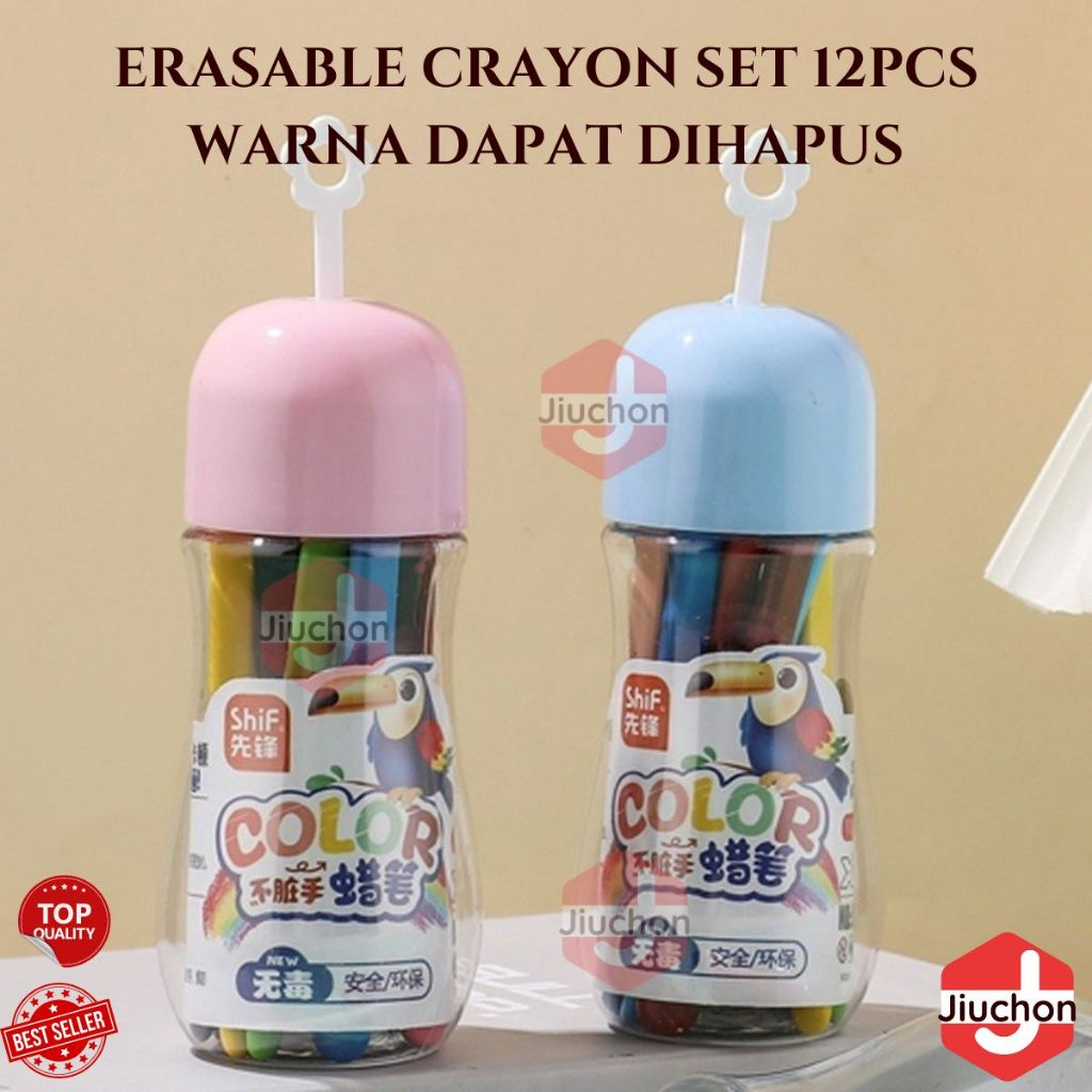 

JIUCHON Erasable Crayon Set 12Pcs Warna Krayon Warna Dapat Dihapus Supplies Painting For Children Crayons Oil Pastel Peralatan Menggambar Mewarnai Set