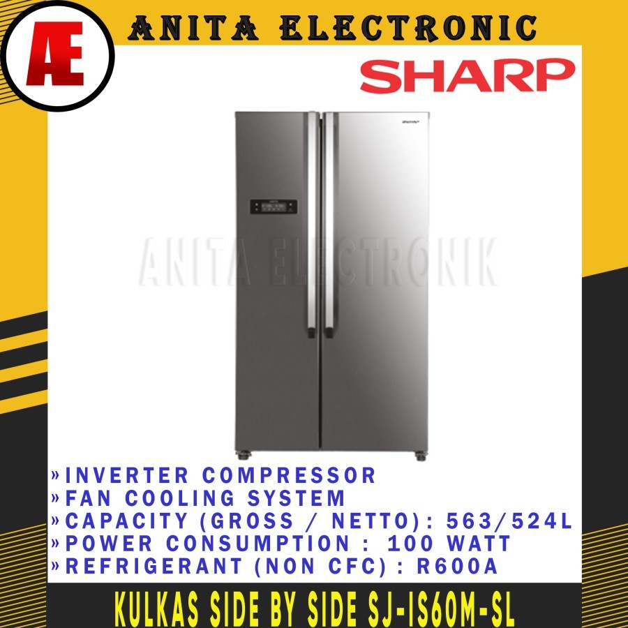 SHARP SJ-IS60M-SL Side By Side Inverter 563L SJIS60MSL / SJ-IS60MSL