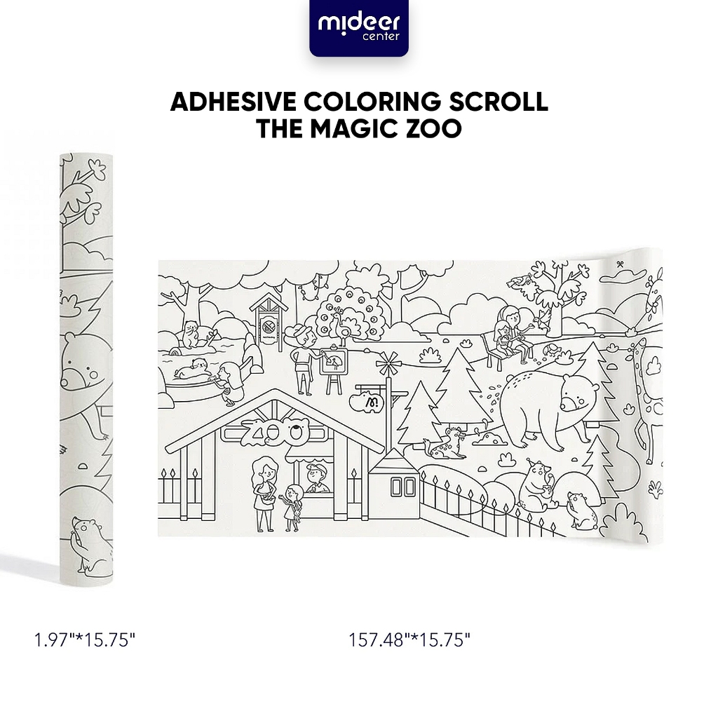 

Mideer Adhesive Colouring Scroll The Magic Zoo Kertas Gambar 4M Bisa di Tempel