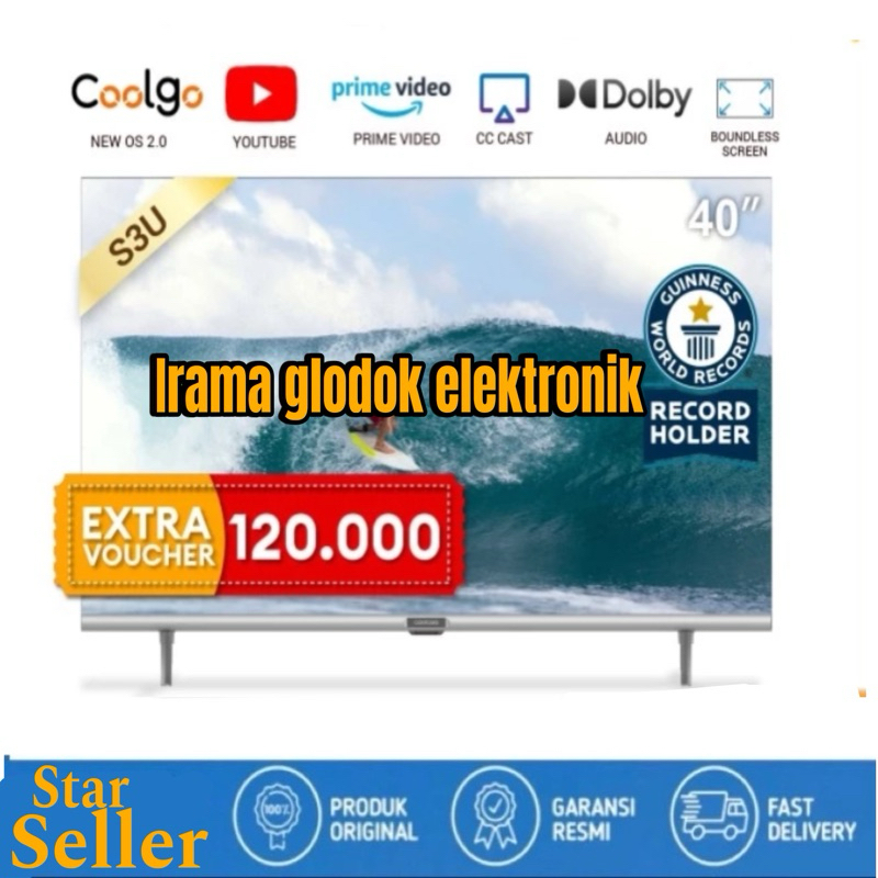 LED TV COOCAA SMART LED TV DIGITAL 40 INCH SUPER HD BEZEL LESS 40S3U 100% ORI