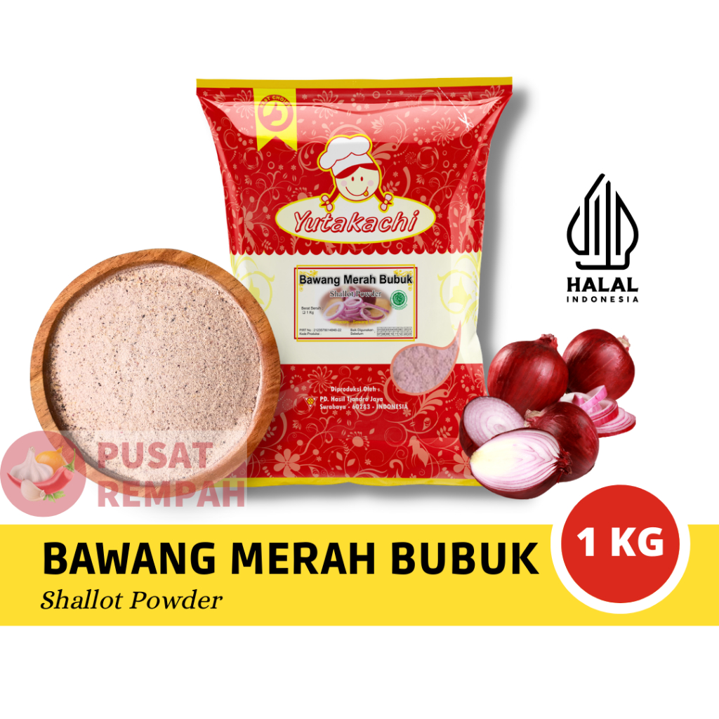 

Bawang Merah Bubuk 1Kg Yutakachi Murni / Red Onion Powder / Bumbu Rempah Bubuk / Pusat Rempah