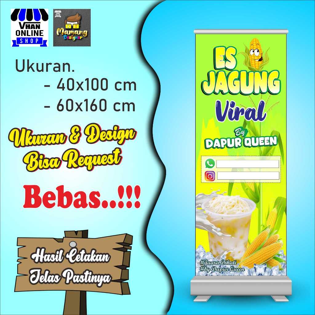 Spanduk, Banner, Mmt Es Jagung Viral, Minuman Jagung, Bagus Murah
