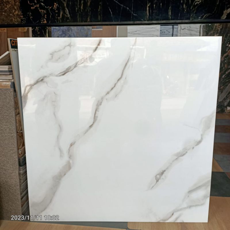 granit lantai 80x80 putih motip rondem Floren calacata