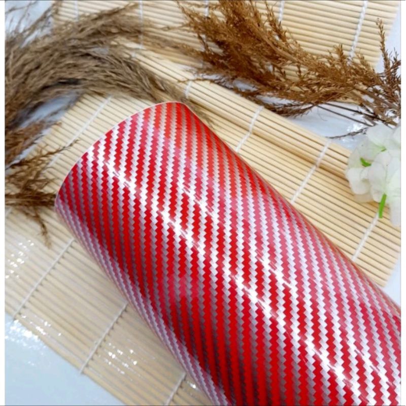 Stiker skotlet Carbon/ Karbon Merah Silver