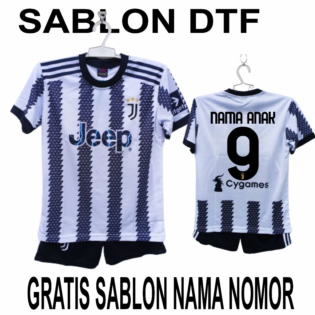 JERSEY BOLA ANAK SETELAN BAJU BOLA JUVENTUS PUTIH AURI SPORT USIA 7-15THN
