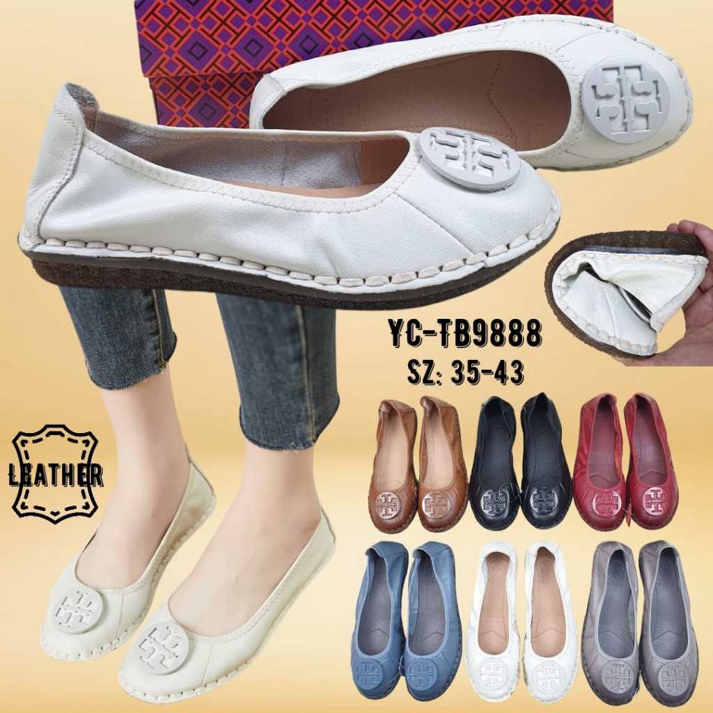 Sepatu Wanita TB YC-TB9888 Leather Logo Flat