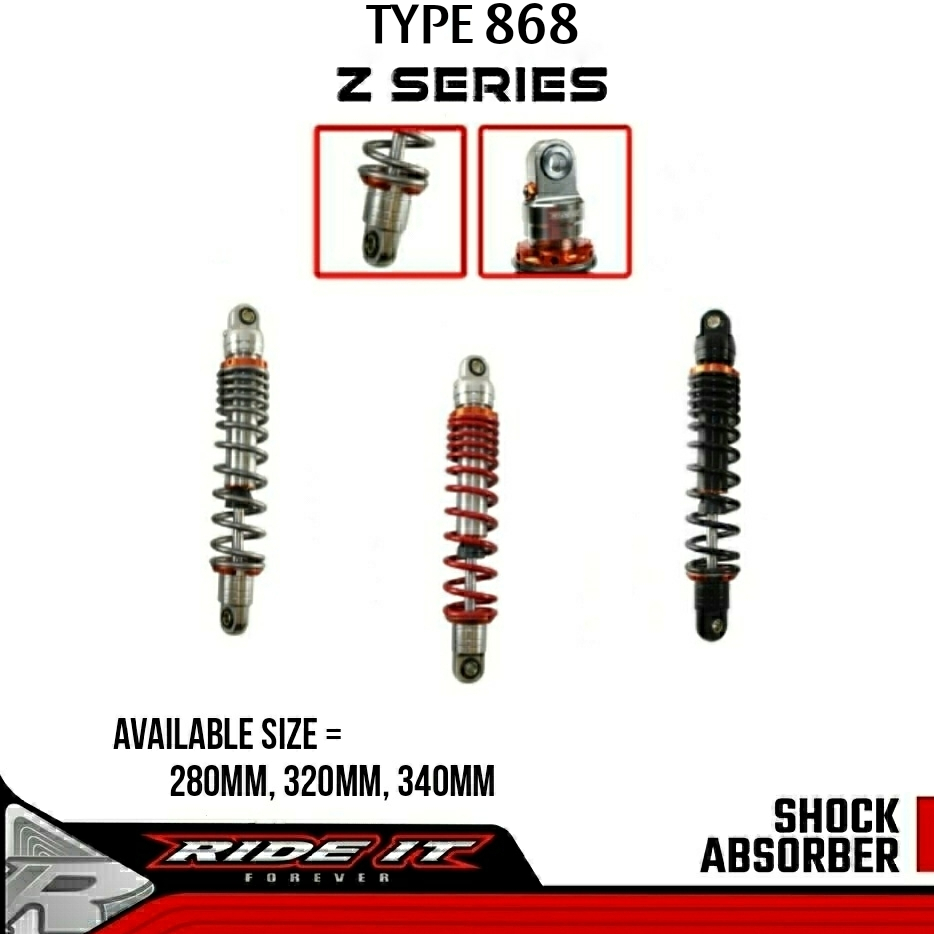 Shockbreker Ride it 868 Model Z series 270 320 340 hitam merah grey