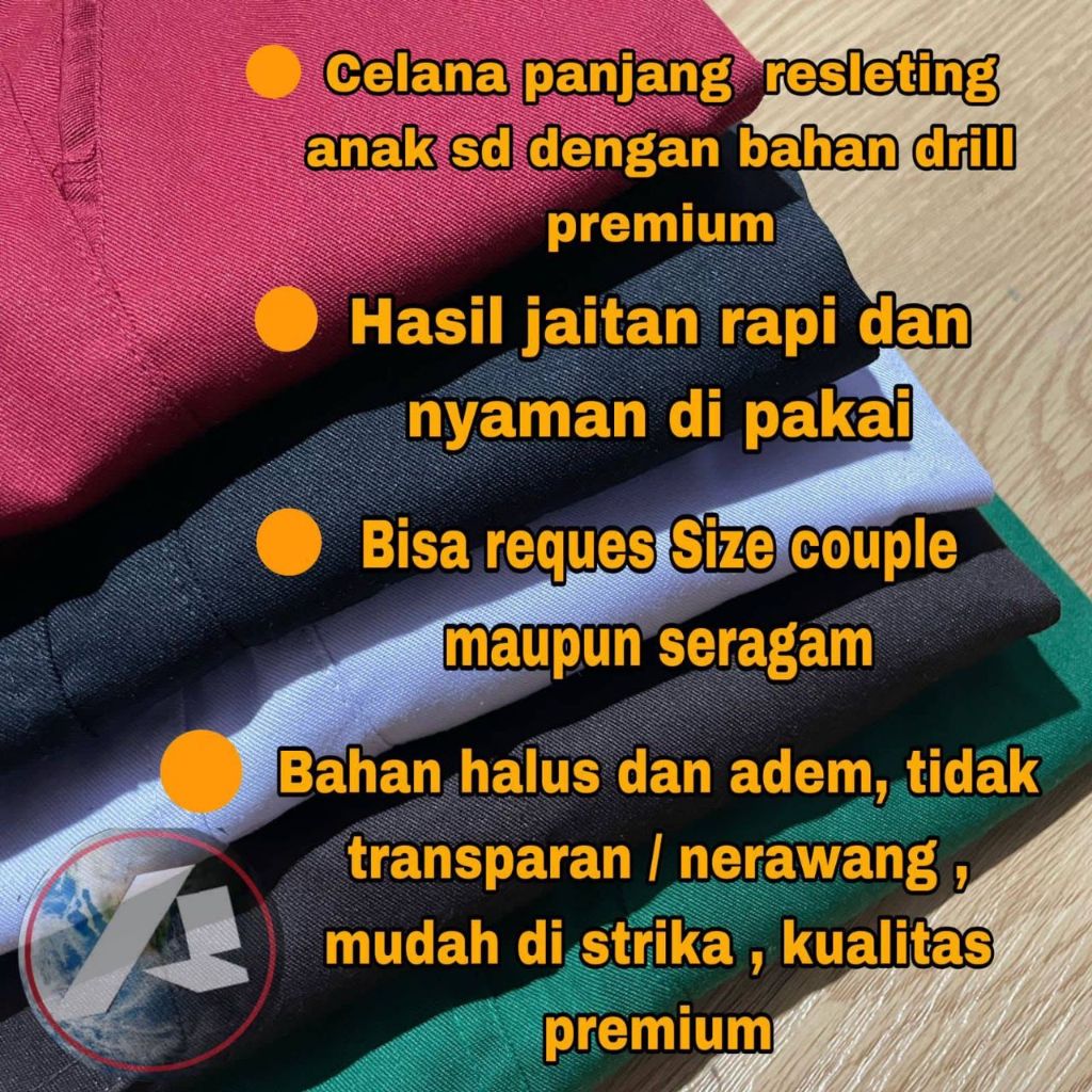 GROSIR 6PCS  CELANA MERAH SD SERAGAM SEKOLAH ANAK KARET RESLETING