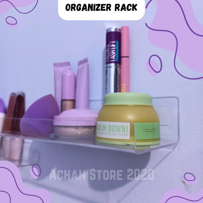 Organizer Acrylic / Rak Dinding Akrilik / Rak Makeup Akrilik / Rak Tempel Akrilik