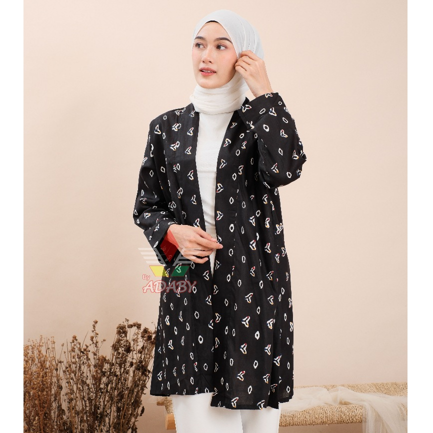 Cardigan Blazer Batik Motif Jumputan Wanita Korean Style / Long Cardigan Wanita Panjang Fashion Musl