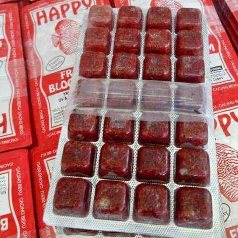Cacing beku cabek HAPPY pakan ikan hias