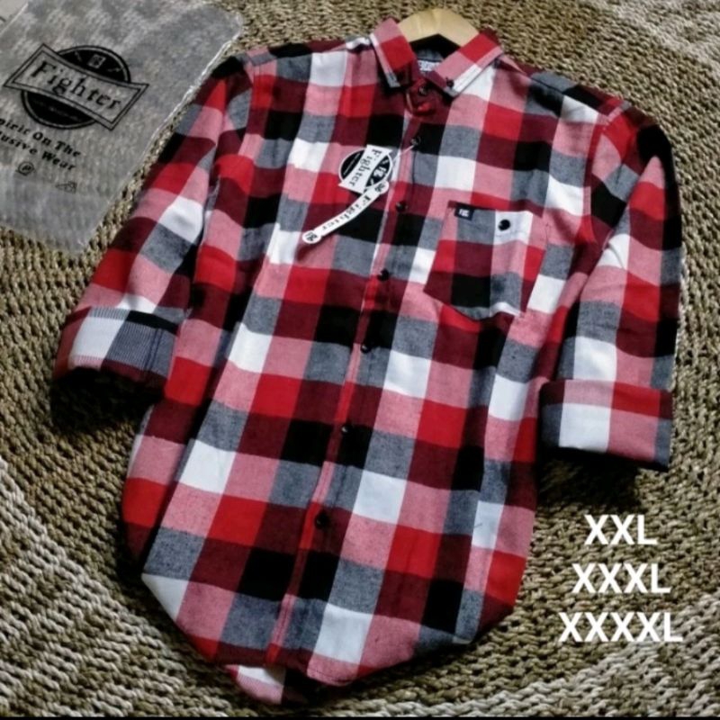 Kemeja Flanel Premium Pria Flanel Wanita Unisex Big Size XXL XXXL XXXXL