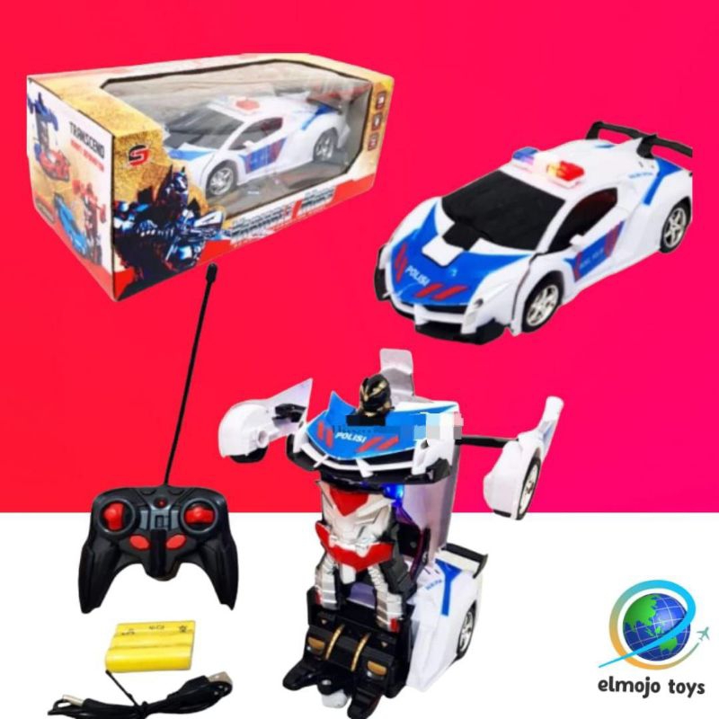 Mainan Anak Mobil Remot Polisi Bisa Berubah Robot