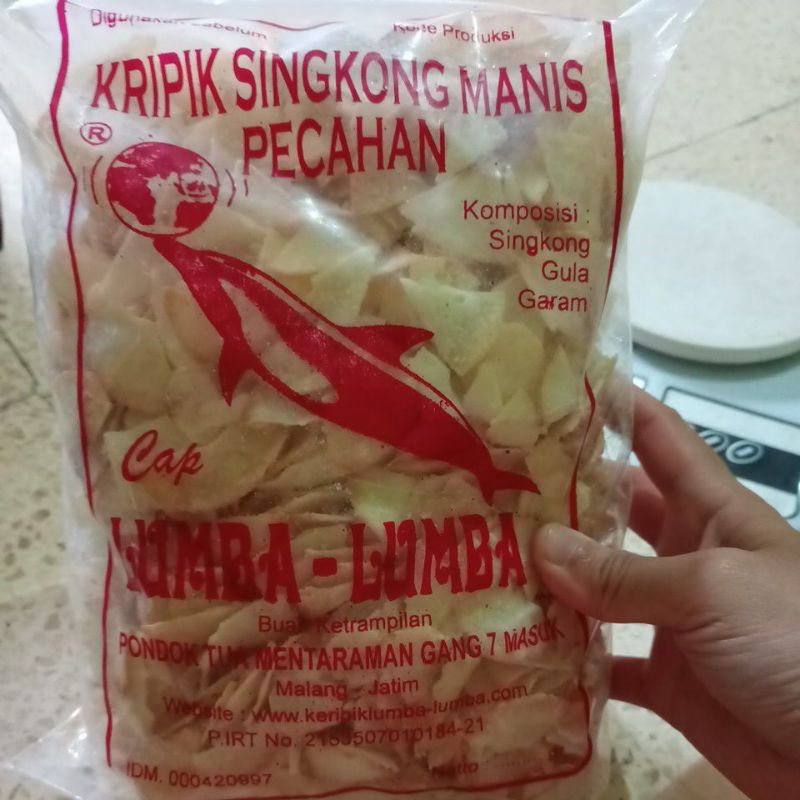 

keripik singkong pecahan cap. lumba lumba