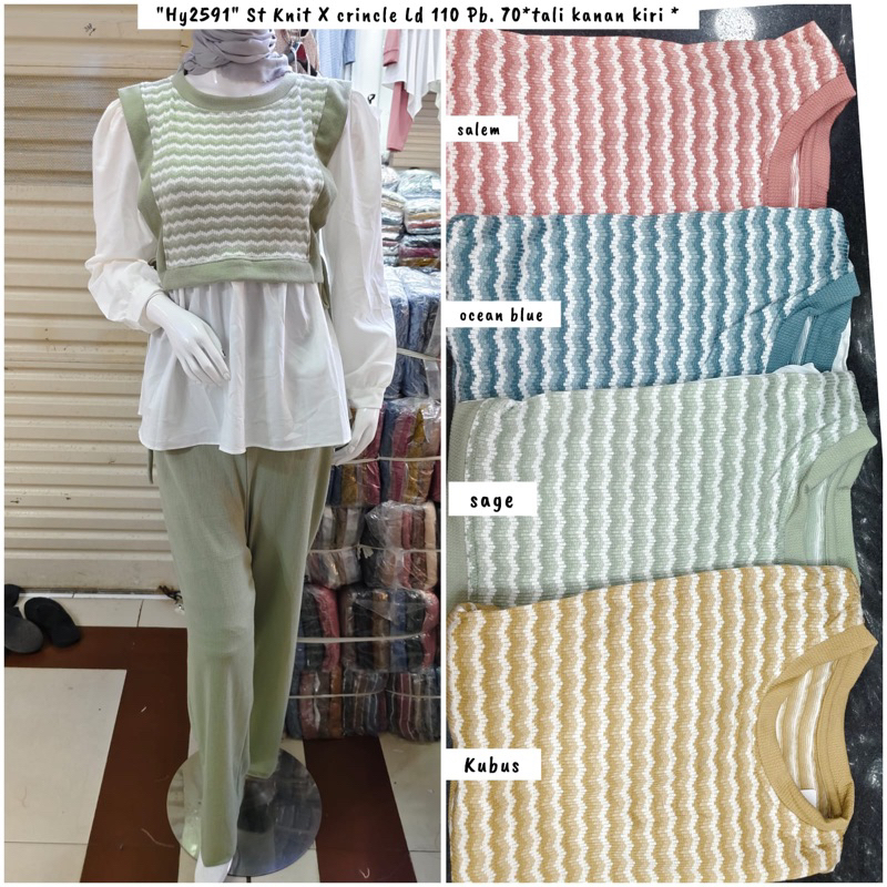 Ready Set Ayumi knit mix crinkle premium Import tali kanan kiri